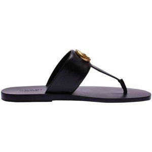 Gucci Black Metal Logo Flip Flops Mens G